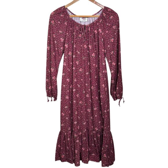 Vtg 1980's Lanz Original Floral Print Tiered Hem Cottage Core Midi Dress - Picture 1 of 8